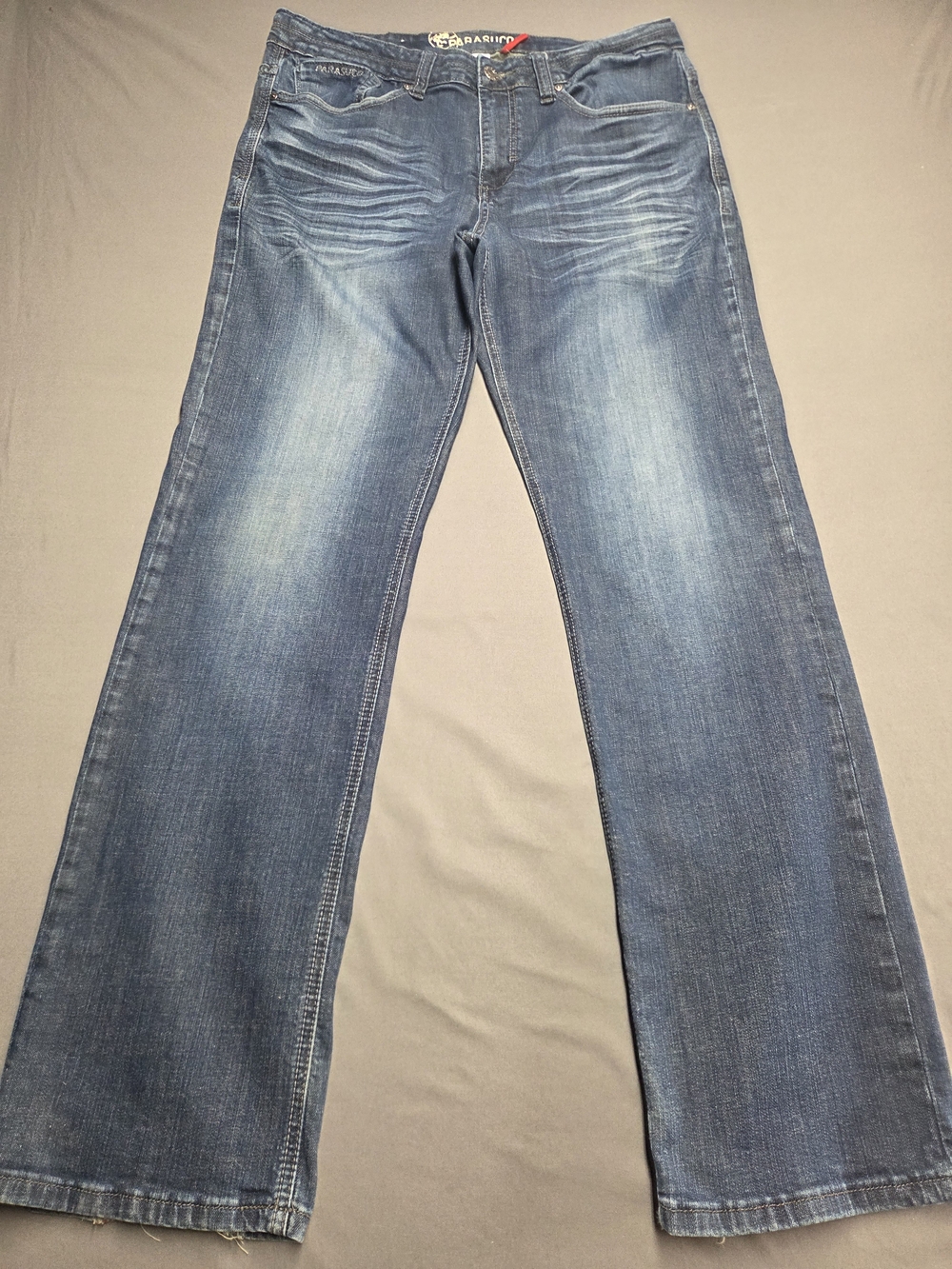 Parasuco Men's Straight Leg Stretch Jeans Whiskered Indigo Blue Size 34x34